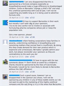Comments posted on Barnardos Ireland Facebook page