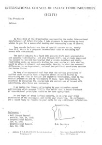 Letter from Nestle Vice-President Ernest Saunders 1981